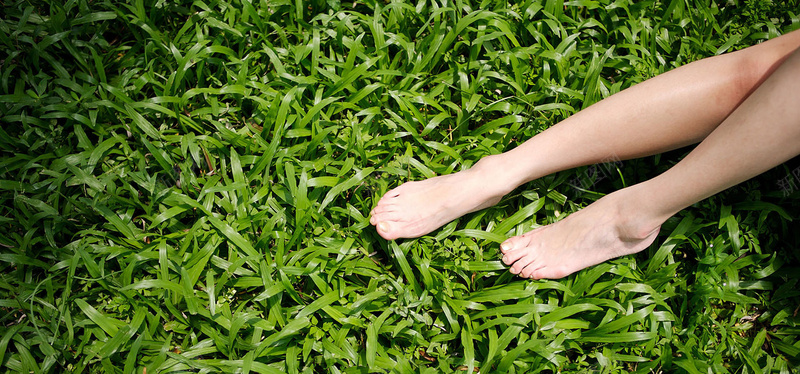 清新绿草地女孩的腿背景