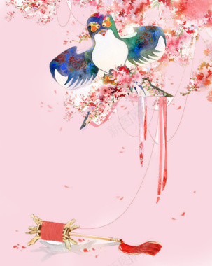 手绘燕子春季海报背景背景