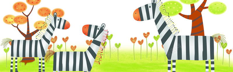 卡通斑马背景jpg设计背景_88icon https://88icon.com 卡通动画 斑马 树木 花朵 海报banner 卡通 童趣 手绘