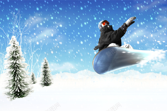 滑冰雪景背景素材背景