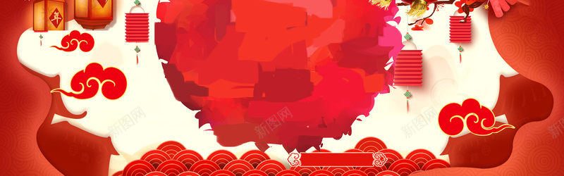 大气年货节红色背景背景