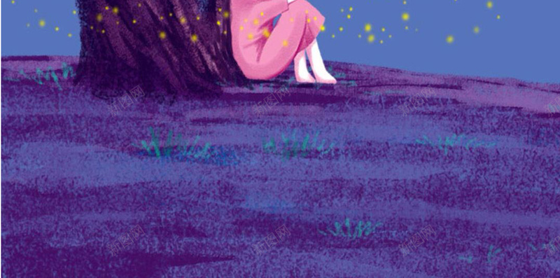 大树下面的兔子H5素材背景jpg设计背景_88icon https://88icon.com 蓝色背景 兔子 动物 夜晚 大树 萤火虫 H5素材 孤独