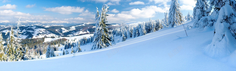 冬天雪景banner创意设计背景