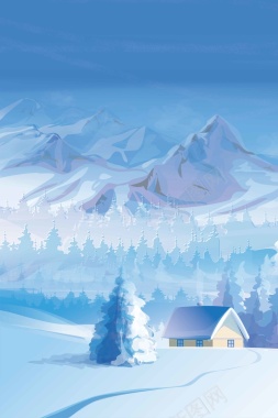 立冬传统清新可爱卡通雪地背景