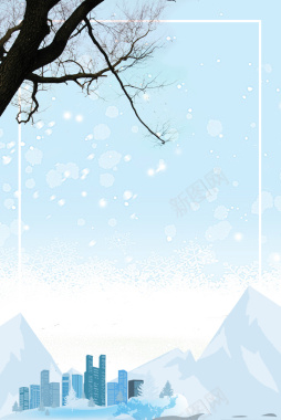 白色文艺背景冬季雪花主题设计背景