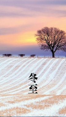 冬至雪地黄昏风景H5背景素材背景