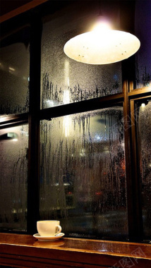 雨天窗户咖啡H5背景背景