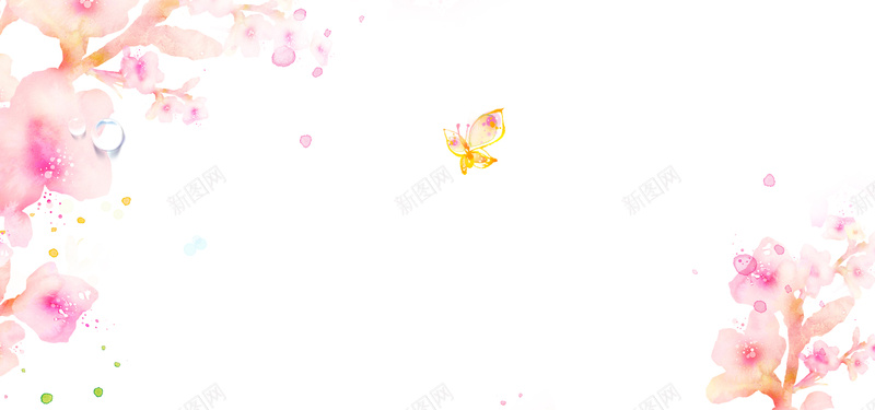 粉色花朵蝴蝶背景背景