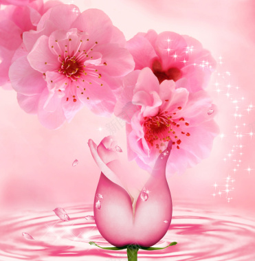 粉色花朵海报背景素材背景