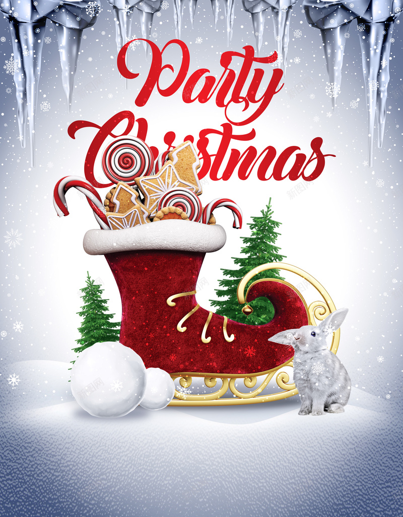 圣诞蓝色渐变溜冰鞋创意海报psd设计背景_88icon https://88icon.com 溜冰鞋 冰挂 结冰 雪地 雪天 圣诞海报 雪花 兔子 雪球 圣诞假期 滑雪 滑冰