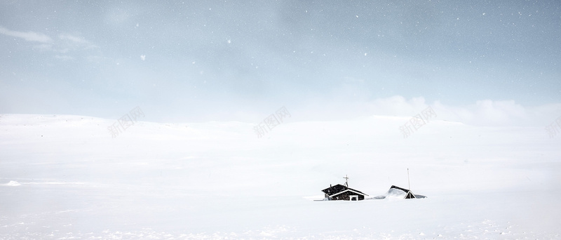 雪原房屋背景图背景