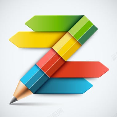 矢量彩色铅笔箭头学习用品背景素材背景