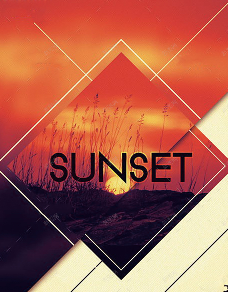 红色sunset背景图psd设计背景_88icon https://88icon.com unset 太阳 红色 sunset 草热烈