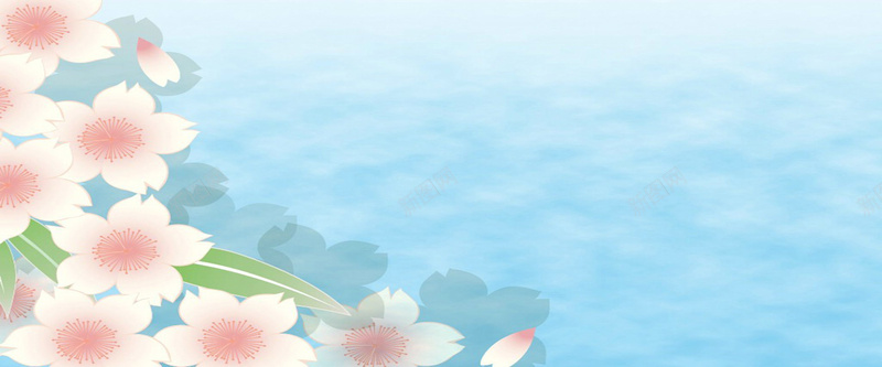 蓝色清爽花朵背景背景
