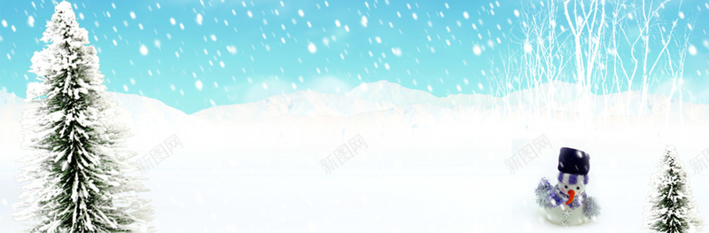雪地松树背景图背景