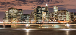 曼哈顿纽约城市夜景高清图片