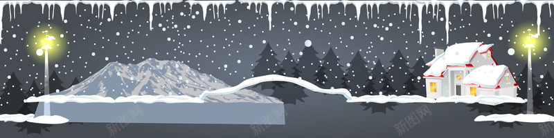 卡通圣诞节雪景背景背景