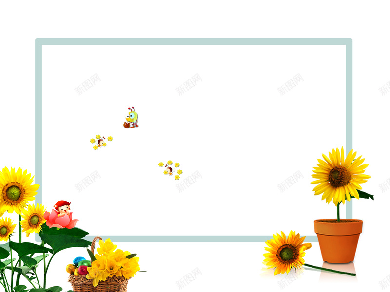 童真童趣卡通手绘花朵向日葵psd设计背景_88icon https://88icon.com 卡通 手绘 童真 童趣 花朵 向日葵 蜜蜂 相框 篮子