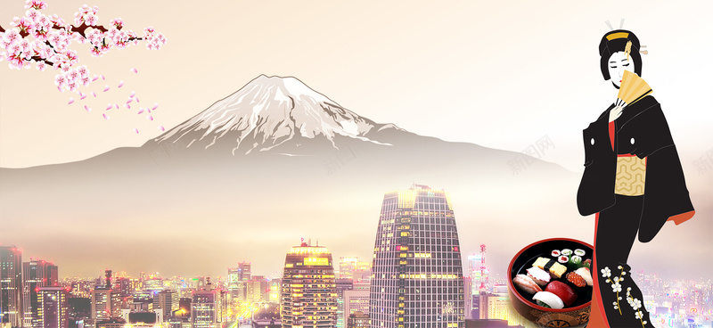 日本旅游海报banner背景背景