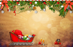 棕色雪橇圣诞节海报高清图片