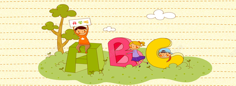 卡通人物绘画字母ABC背景背景