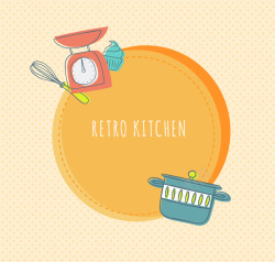 厨房秤彩色厨具烘焙背景矢量图高清图片