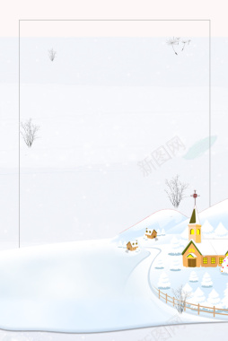 卡通冬季动物海报背景背景