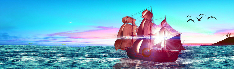 天空海洋船只背景bannerjpg设计背景_88icon https://88icon.com 天空 海洋 杨帆起航 船只 海鸥 海水 小清新 全屏背景 banner