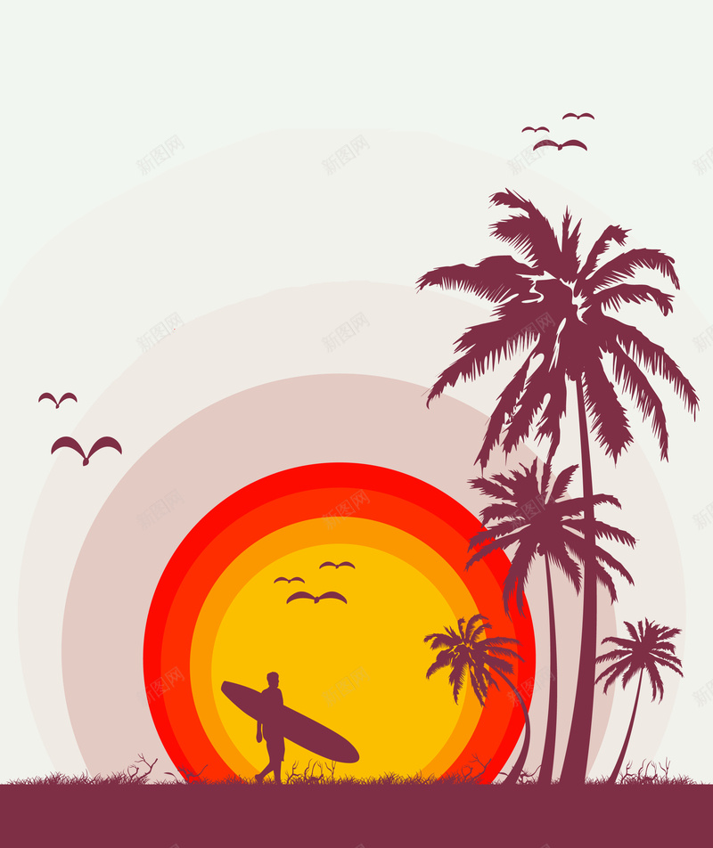红色太阳沙滩鸟椰子树背景jpg设计背景_88icon https://88icon.com 椰子树 太阳 沙滩 红色 鸟 温暖温暖 扁平 渐变 几何