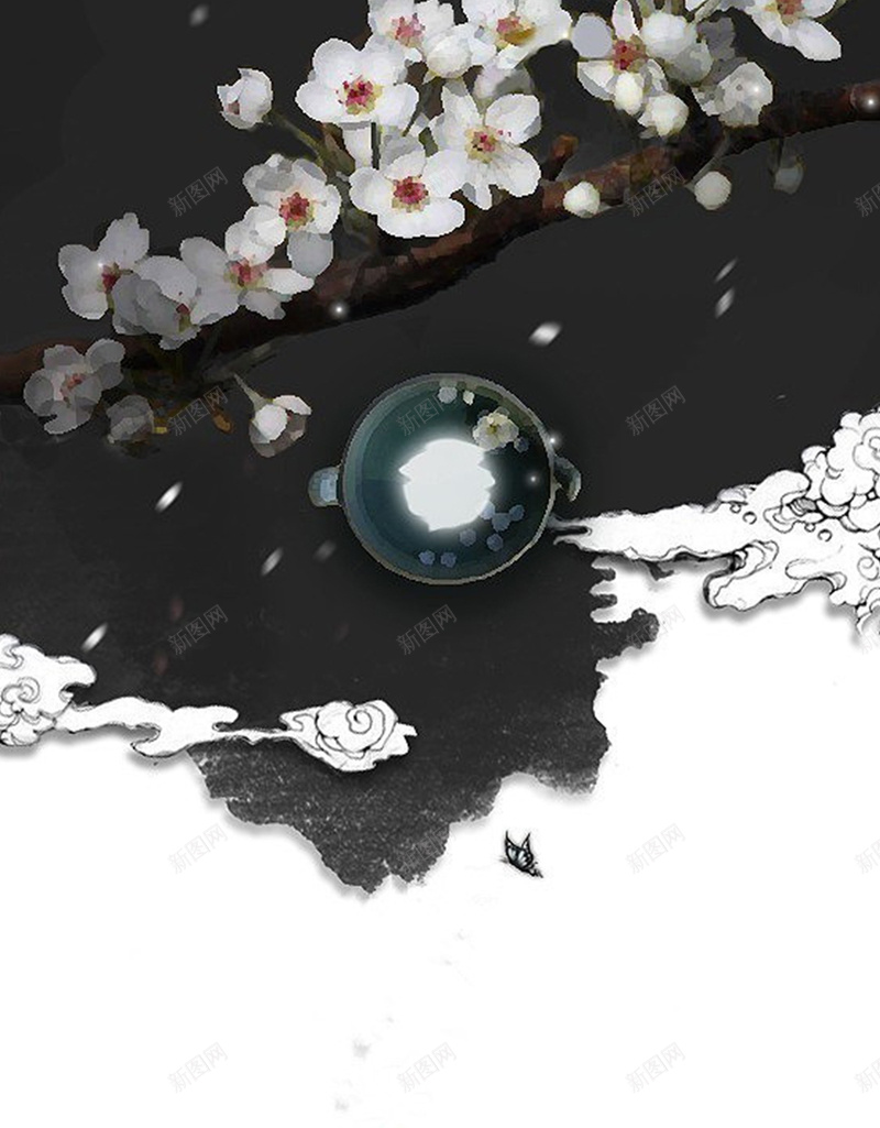 中国风古风花朵H5背景jpg设计背景_88icon https://88icon.com 云雾 水墨 中国风 古风 花朵 H5背景 H5 h5