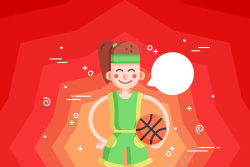 女篮卡通扁平人物篮球运动员背景素材高清图片