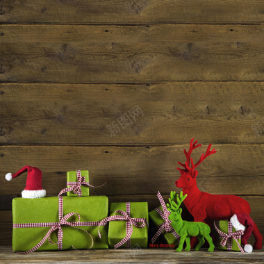 圣诞礼物麋鹿木板背景背景