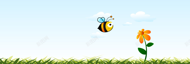 蜜蜂与花朵矢量背景图背景