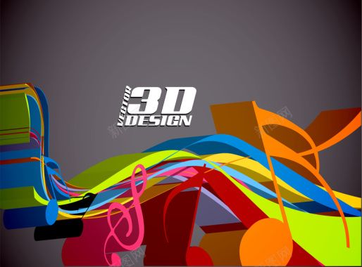 彩色3D立体图音乐背景背景