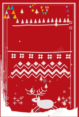 圣诞节简约红色喜庆手绘线条矢量海报背景
