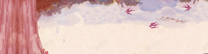 卡通树木燕子背景jpg设计背景_88icon https://88icon.com 卡通 天空 树木 燕子 飞翔 海报banner 童趣 手绘