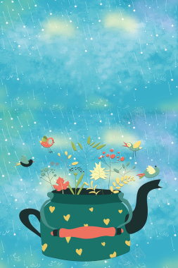 二十四节气之谷雨海报背景