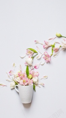小清新粉色花朵H5背景背景