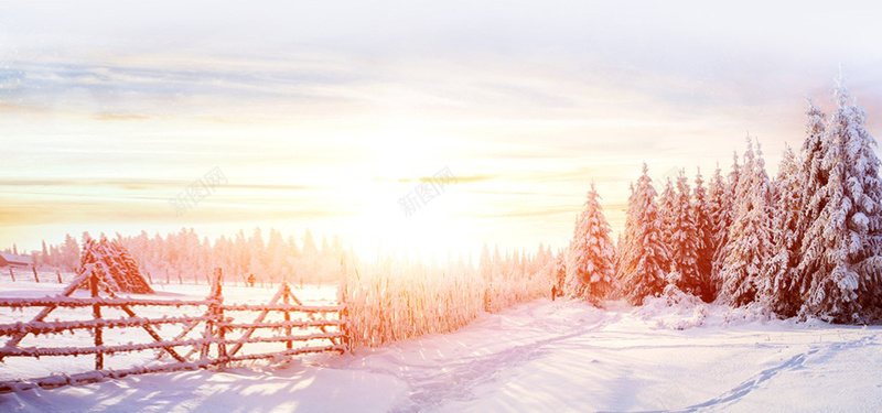 冬天浪漫雪景背景背景