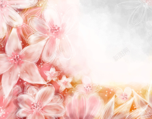 手绘粉红色杜鹃花花朵印刷背景背景