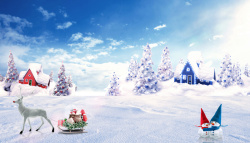 圣诞雪堆圣诞麋鹿雪花背景高清图片