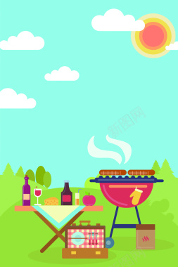 夏季户外烧烤烤肉海报背景背景
