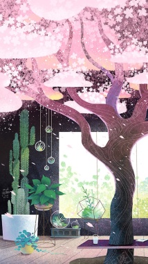 梦幻卡通植物H5背景背景