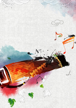 中国风古典乐器古筝培训海报背景素材背景