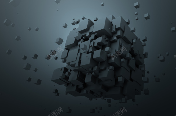 立体方块几何多边形黑色设计背景背景