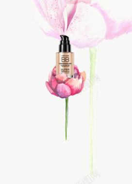 小清新花朵粉色化妆品海报背景素材背景