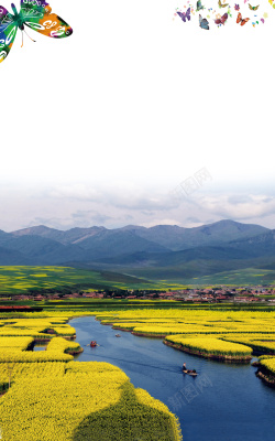 清明赏花春季清明节踏青赏花海报背景素材高清图片