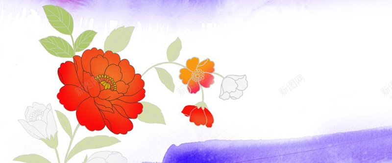 红色花朵手绘背景图jpg设计背景_88icon https://88icon.com 手绘 水墨 红色 花朵 鲜花 海报banner 质感 纹理