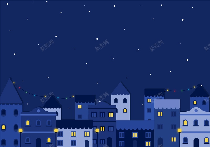 蓝色夜空背景素材jpg设计背景_88icon https://88icon.com 下雪 夜空 天空 房子 蓝色 海报 平面 广告 背景 矢量 AI 素材 模板