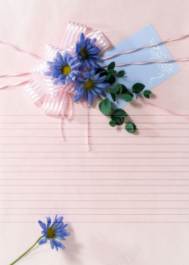 小清新彩带花朵信纸背景素材背景